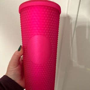 Pink spiked Starbucks tumbler